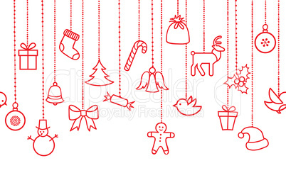 Christmas icon background. Holiday seamless border