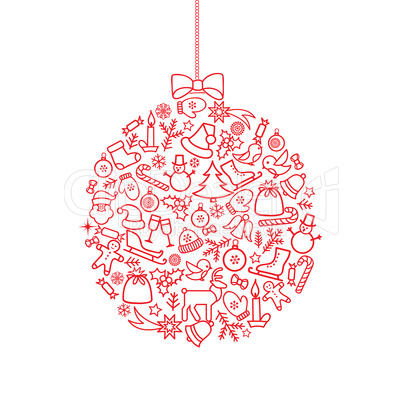 Christmas bauble icon background. Holiday greeting card