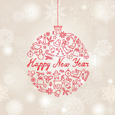 Christmas bauble icon background. Holiday greeting card