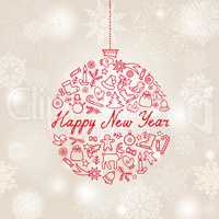 Christmas bauble icon background. Holiday greeting card