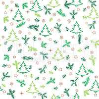 Christmas Icon Seamless Pattern, New Year Tree Snow Stars