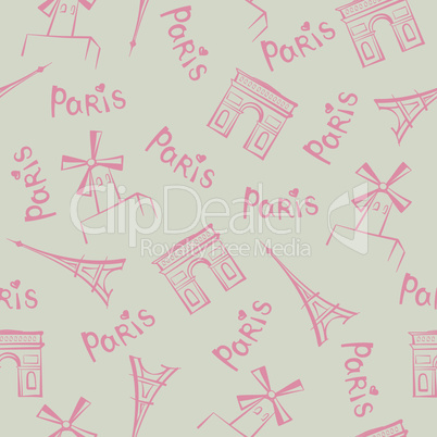 Paris city seamless pattern. Travel France tile background