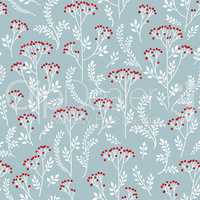 Floral pattern with leaves, berry and flowers. Ornamental herb b