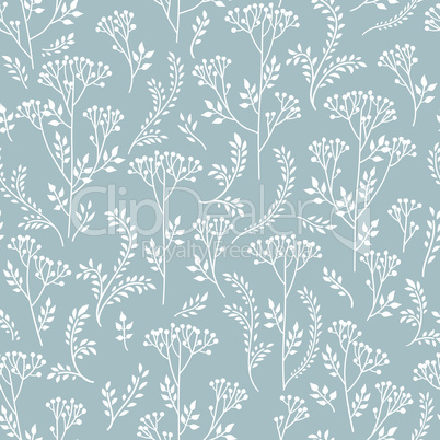 Floral pattern with leaves. Ornamental herb branch seamless back