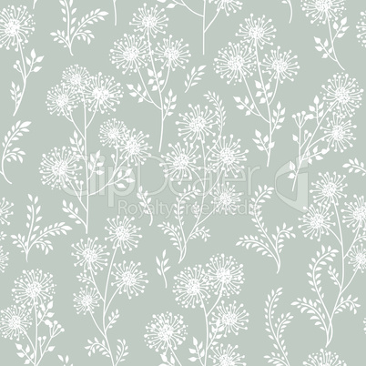 Floral white pattern. Leaves and flowers. Nature Herb background