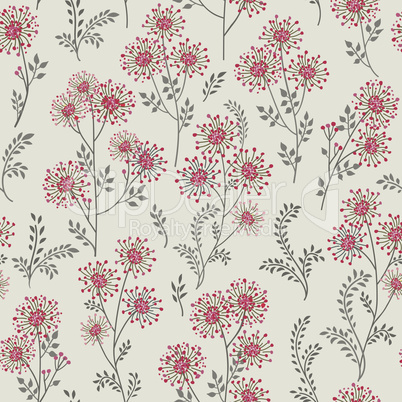 Floral tile pattern. Leaves and flowers. Nature Herb background.