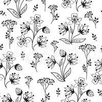 Floral pattern with herb branch and leaves. Nature background. F