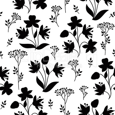 Floral tile pattern. Leaves, berries and flowers. Nature Herb ba