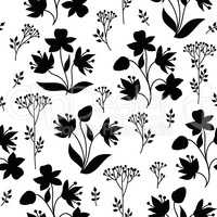 Floral tile pattern. Leaves, berries and flowers. Nature Herb ba