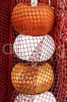 Fishing net with corks close up.