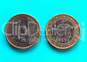 1 euro coin, European Union, Estonia over green blue