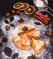 pie, pumpkin, cottage cheese, round, food, sweet, black, top, ha
