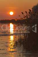 Beautiful sunset on the lake Balaton in Hungary