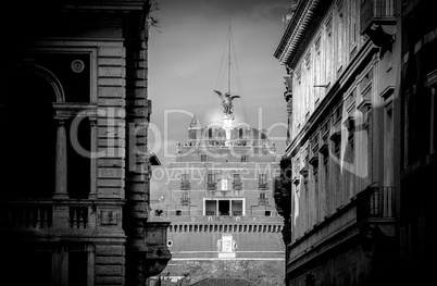 Fcade of the Castel of the Holy Angel (Castel Sant Angelo) in Ro