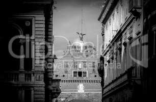 Fcade of the Castel of the Holy Angel (Castel Sant Angelo) in Ro