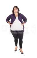 Full figured woman standing in tights