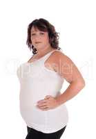 Oversized woman in white t-shirt