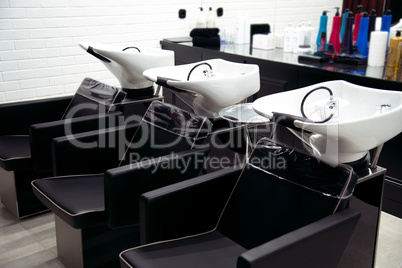 Interior view of luxury beauty and barbershop salon