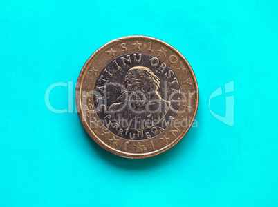 1 euro coin, European Union, Slovenia over green blue