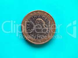 1 euro coin, European Union, Slovenia over green blue