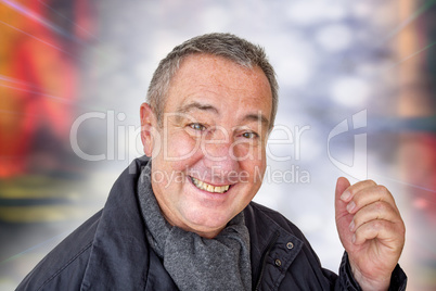 Portrait of a man with leather jacket and scarf