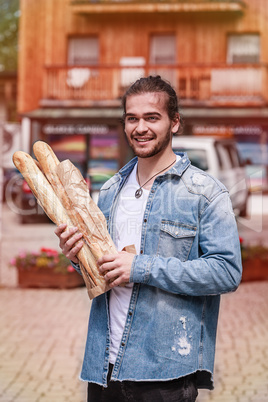 Den morgen mit einem frischen französischen Baguette beginnen.