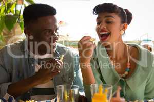Couple having food in the restaurant