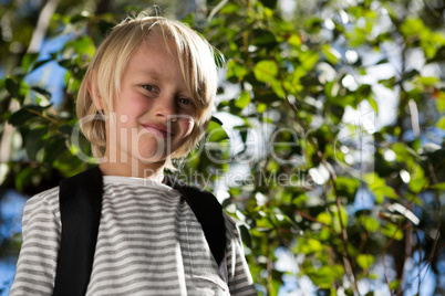 Portrait of little girl in the forest