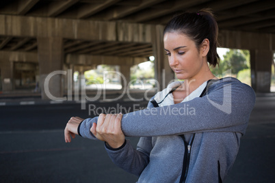 Fit woman doing warm up