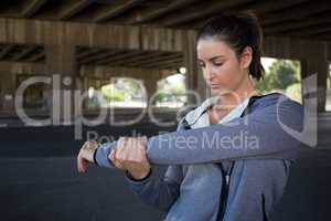 Fit woman doing warm up