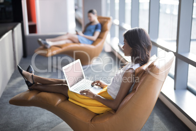 Female executive using laptop