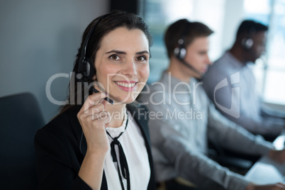 Customer service executive working at office