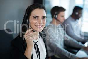 Customer service executive working at office