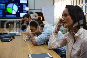 Business colleagues relaxing in conference room