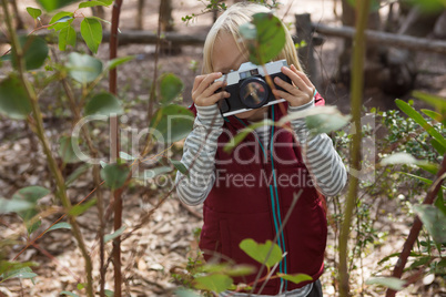 Little girl using camera on a sunny day