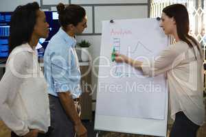 Female executive giving presentation to her colleagues in conference room