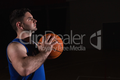Player ready to throw basketball