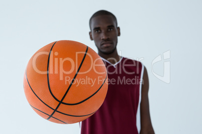 Basketball player holding ball