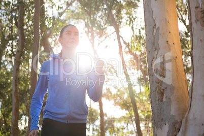 Woman jogging in forest