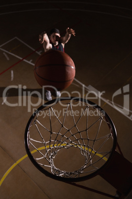 Player playing basketball