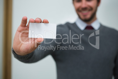 Executive showing empty business card