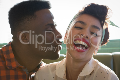 Couple having fun in restaurant