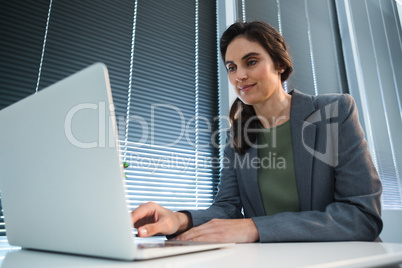 Female executive using laptop at desk Female executive using laptop at desk