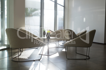 Empty chairs in the sitting area