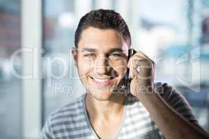 Portrait of male executive talking on mobile phone