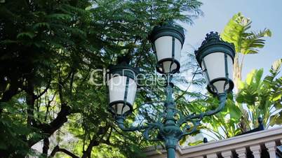 Monaco city town Monte Carlo street pillar with lanterns