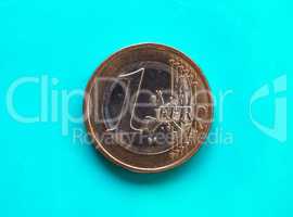 1 euro coin, European Union over green blue