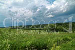 stormy sky in the summer in rural