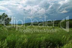 stormy sky in the summer in rural