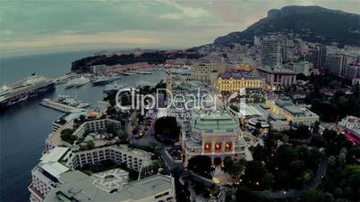 Monaco city town Monte Carlo Drone flight port yachts sea flats